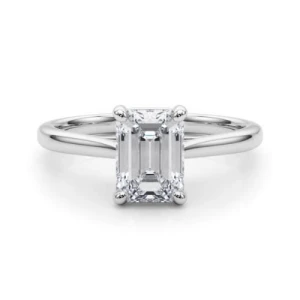 Dercey Lab-Created Diamond Silver 4 Prong Classic Solitaire Engagement Ring