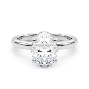 Elza Lab-Created Diamond Silver 4 Prong Halo Engagement Ring