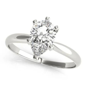Dalena Natural Pear cut 6 Prong  Solitaire Diamond Ring