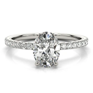 Jenny Lab-Created Silver Halo Engagement Diamond Ring