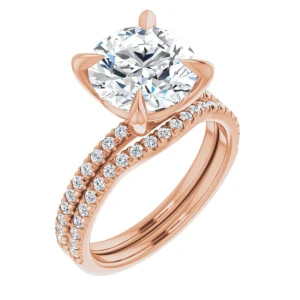 Pesta Natural Diamond Rose Gold 4 Prong Side Stone Engagement Ring