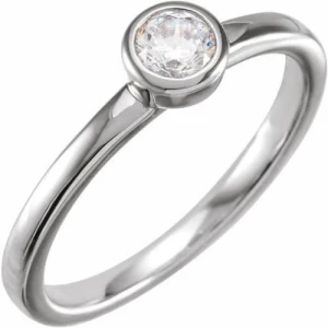 Marlinynn Natural Round cut Bezel  Solitaire Diamond Ring