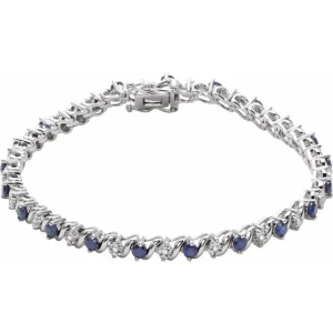 Botill Blue Sapphire Silver  Bracelet