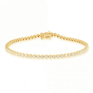 Rayah Natural Diamond Yellow Gold Bezel Set Tennis  For Women Bracelet
