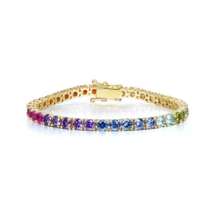 Pellu Rainbow Sapphire Yellow Gold Prong Set Gemstone