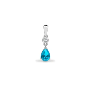 Amiree Aquamarine White Gold Prong-Set Gemstone Necklace