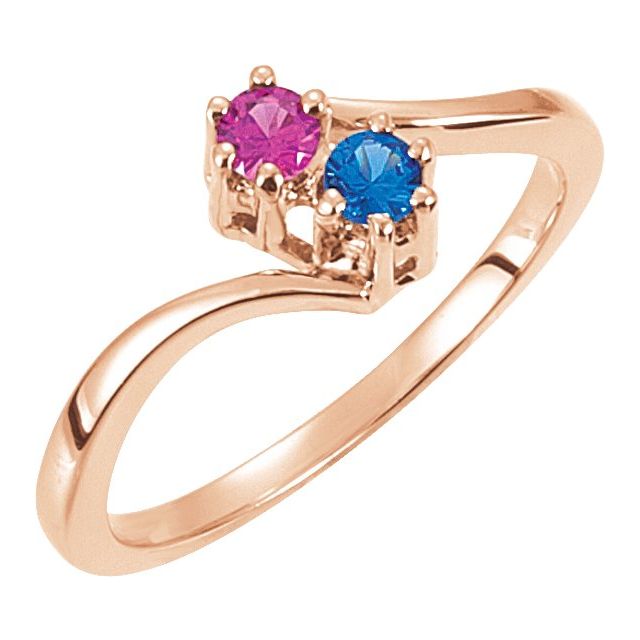 10K Rose Gold 2-Stone Family Bypass Ring Mounting