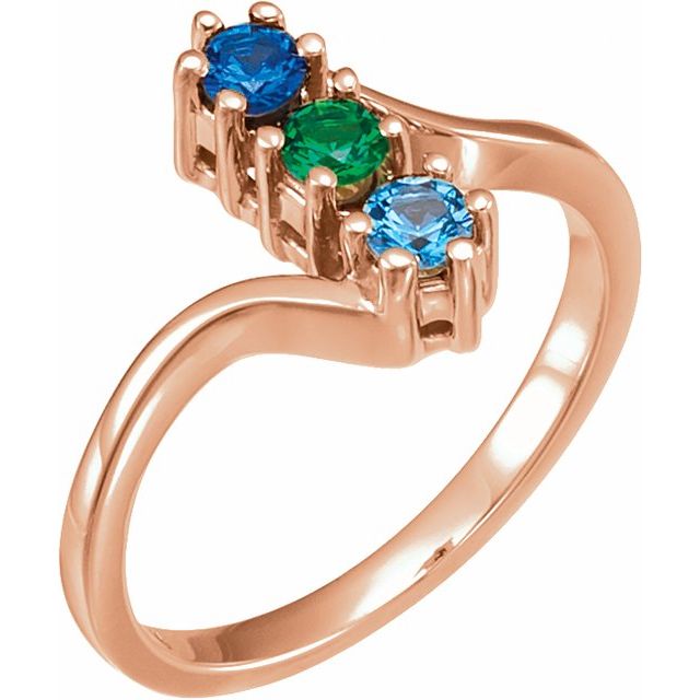 10K Rose Gold 3-Stone Family Bypass Ring Mounting