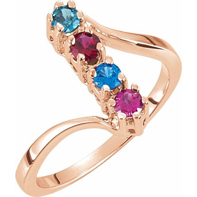 10K Rose Gold 4-Stone Family Bypass Ring Mounting