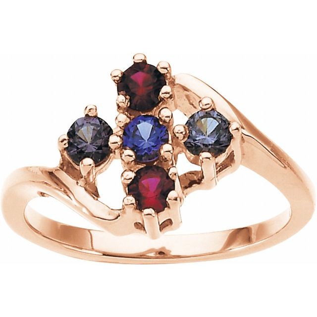 10K Rose Gold 5-Stone Family Bypass Ring Mounting