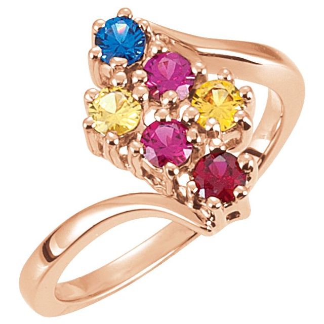 10K Rose Gold 6-Stone Family Bypass Ring Mounting