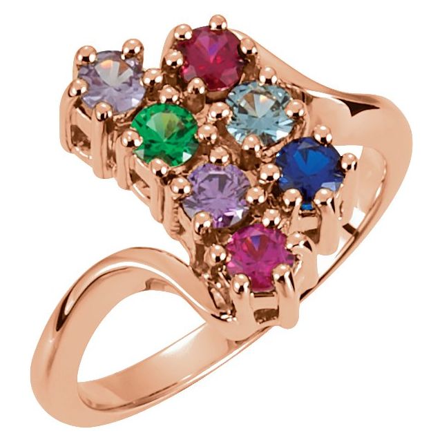 10K Rose Gold 7-Stone Family Bypass Ring Mounting
