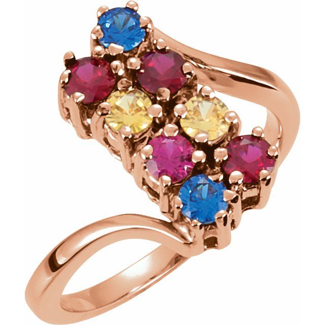 10K Rose Gold 8 Stone Family Bypass Ring Mounting