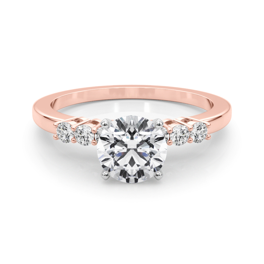 0.2 Ct Lab-Created Diamond Round Cut Belca  Side Stone Engagement Rings in Silver 925