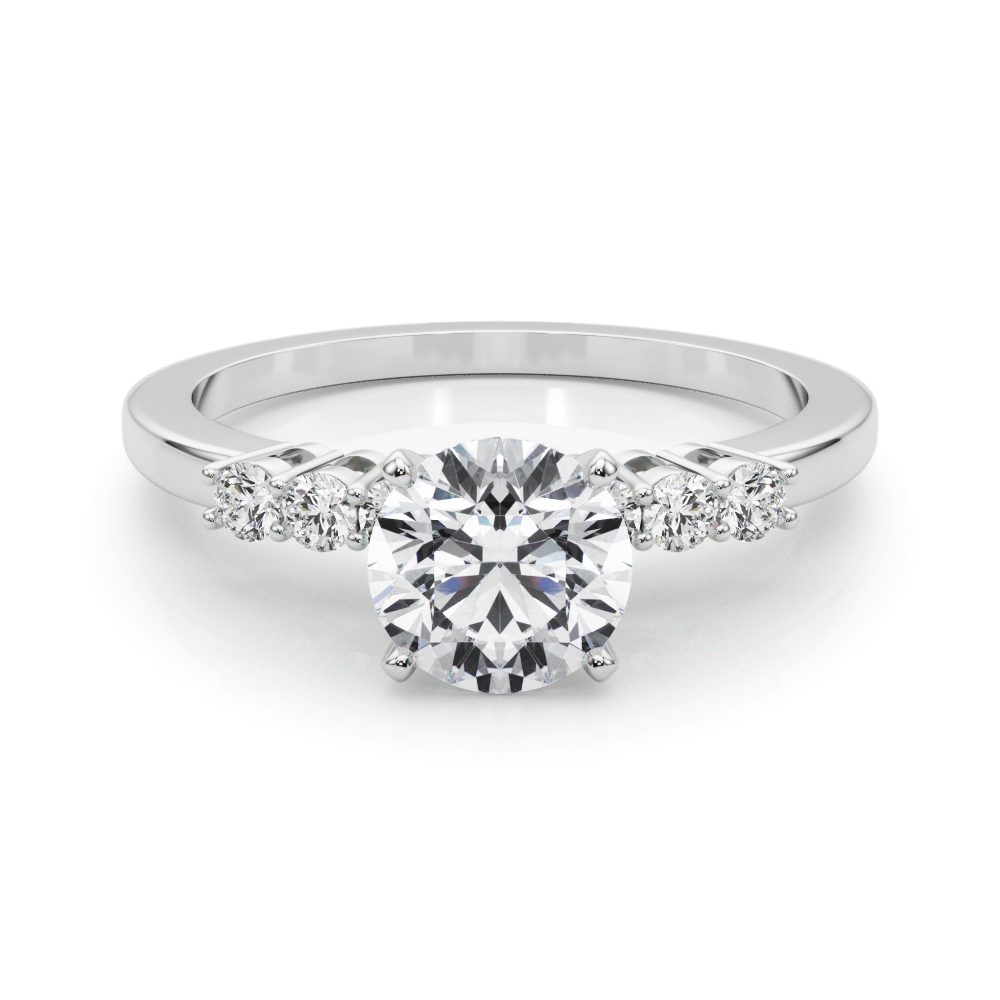 0.2 Ct Lab-Created Diamond Round Cut Belca  Side Stone Engagement Rings in Silver 925