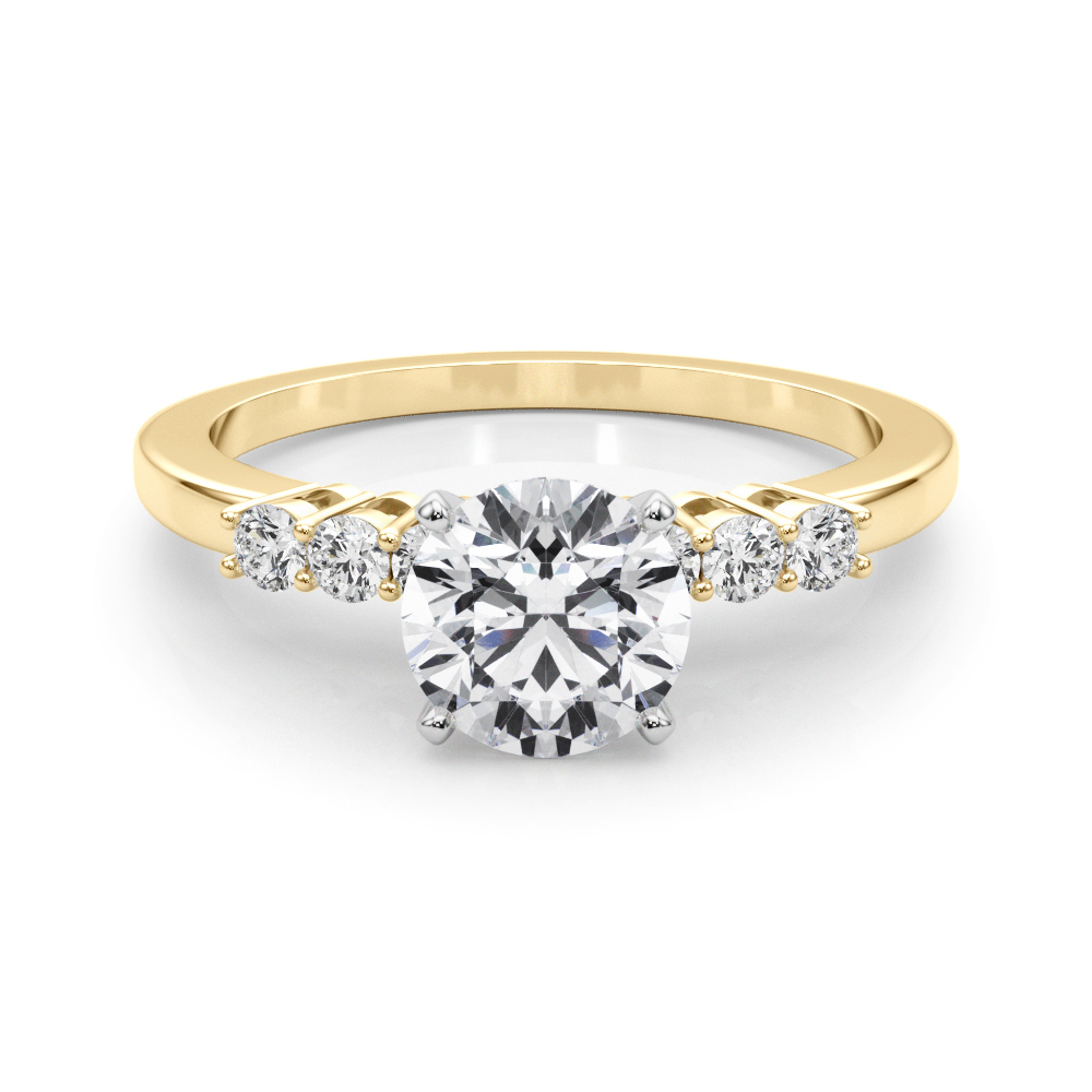 0.2 Ct Lab-Created Diamond Round Cut Belca  Side Stone Engagement Rings in Silver 925