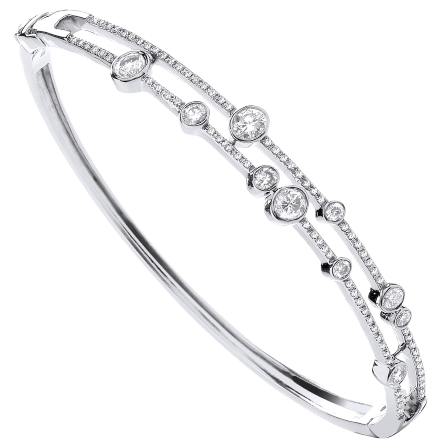 1.00 Carat Natural Round Cut Diamonds Fancy Bubble style with Micro Pave Set Bangle