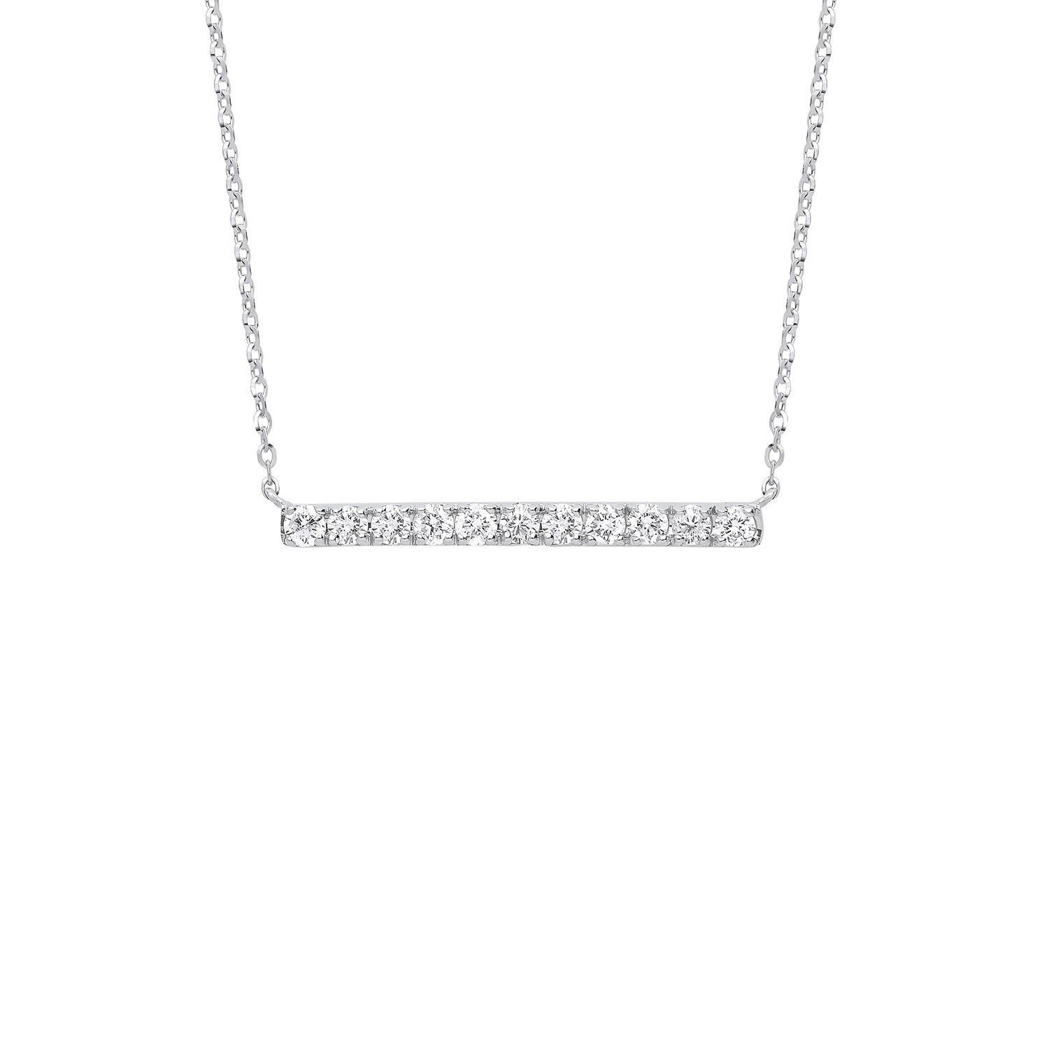 0.33ct Diamond Bar Necklace Adjustable Chain