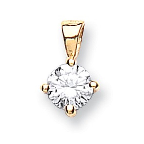 0.25 Carat F/VS Natural Round Cut Diamond 4 Claw Solitaire Pendant in 18k Yellow Gold