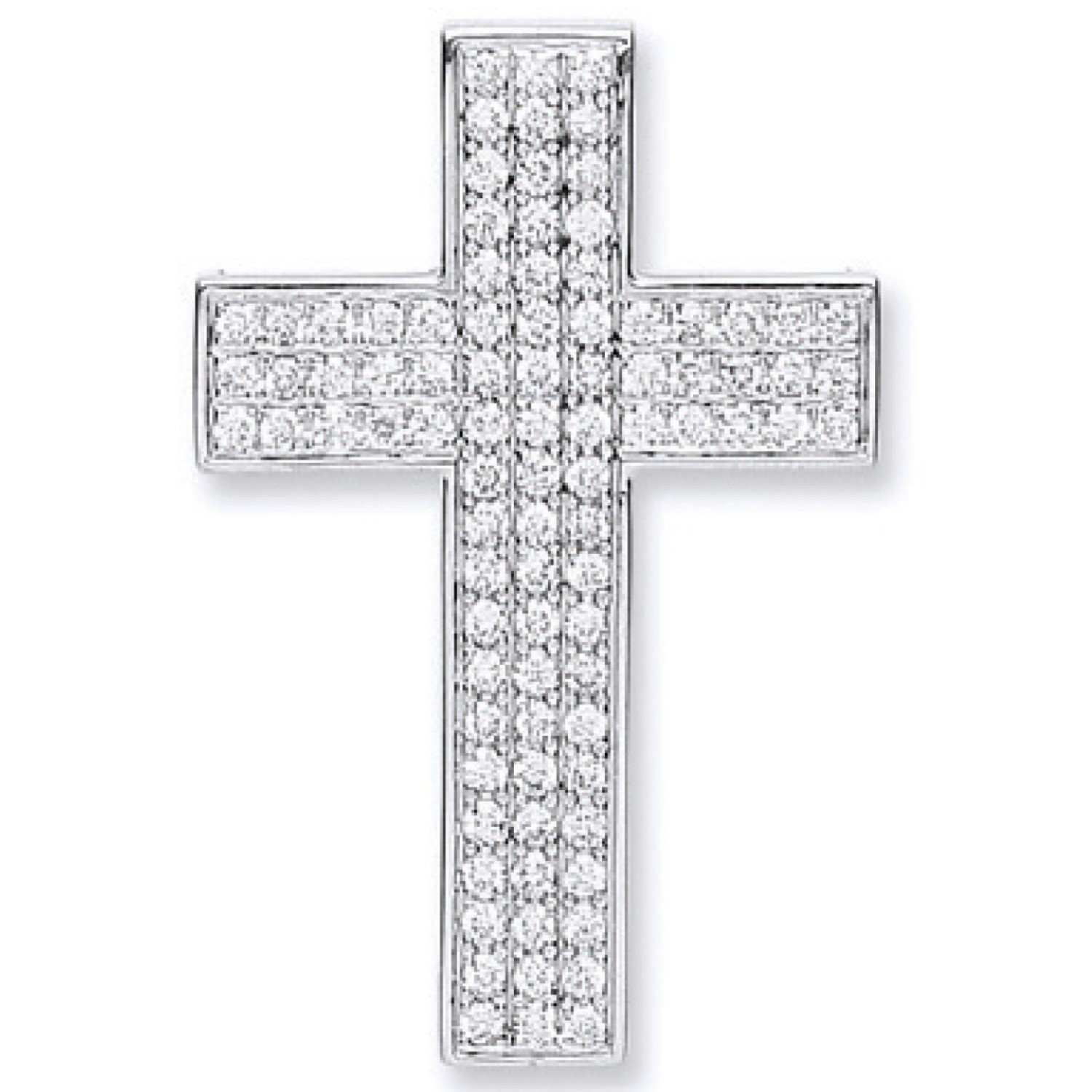 0.80 Carat Natural Round Cut Diamonds Cross Pendant in Channel and Claw Setting