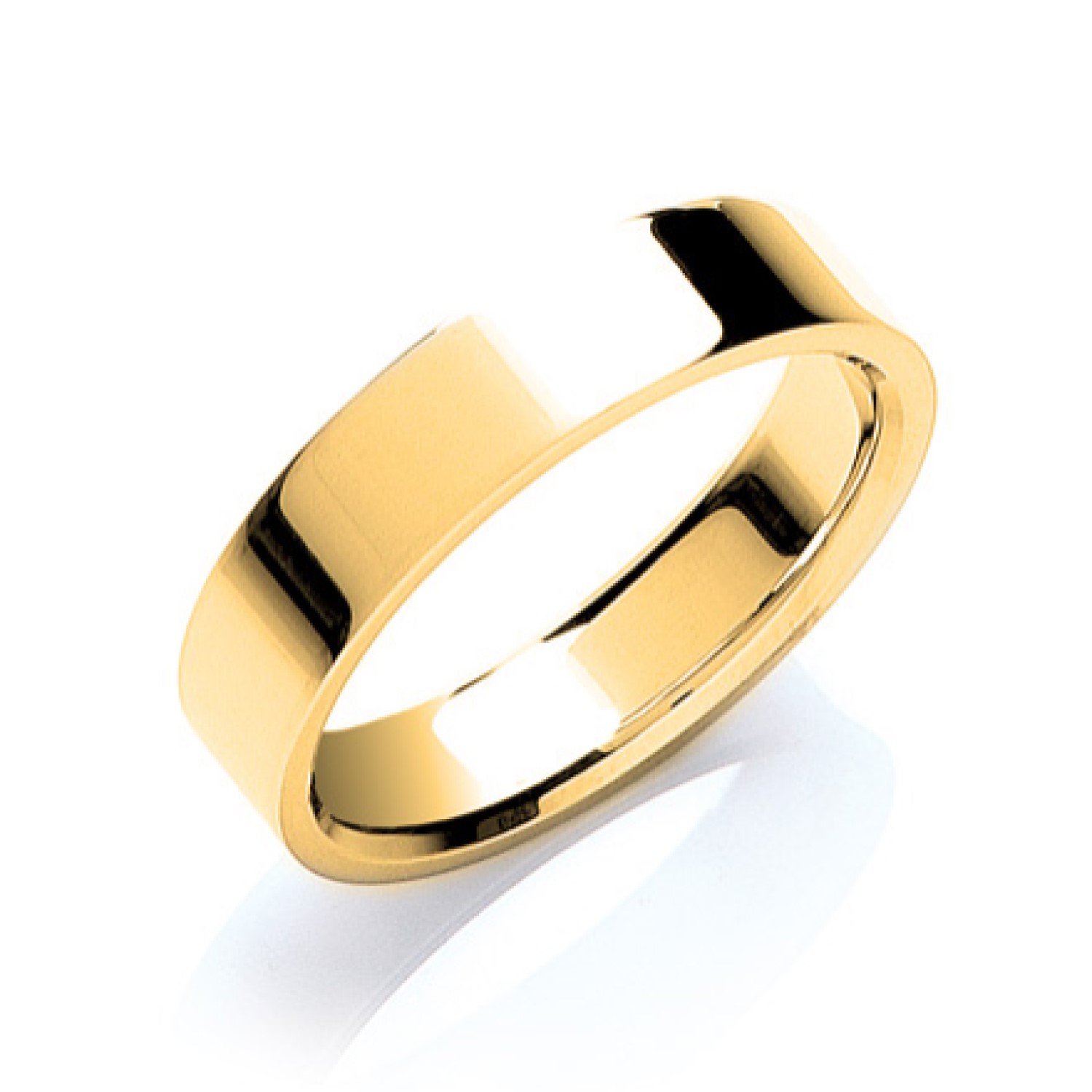 Mens Classic Flat Court Shaped Plain Wedding Rings
