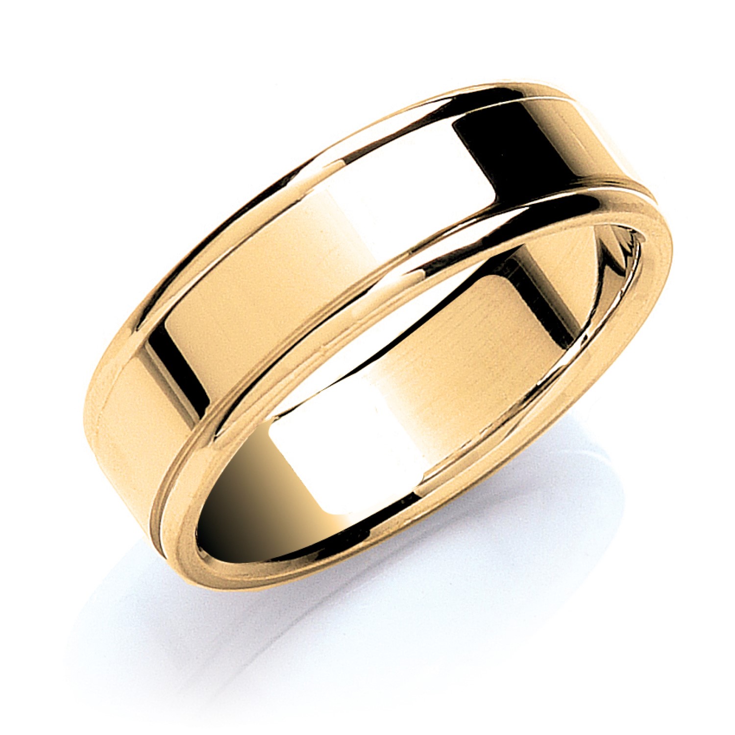 7mm Flat Court Shape Track Edges Polished Finish Wedding Band