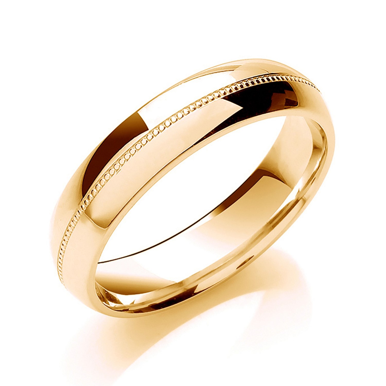 Court Shaped Mill Grain Centre Line Wedding Band