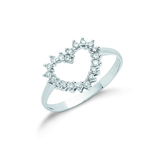 Natural Round Cut Diamond Heart Shaped Designer Gold Ring 