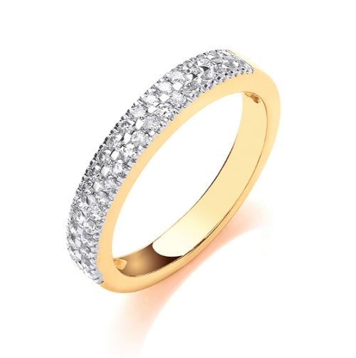 Natural Round Brilliant cut Diamond Half Eternity Ring 18k Gold