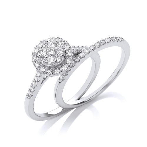 0.50 Carat Round cut Diamond Bridal-set Designer Ring 18k Gold  
