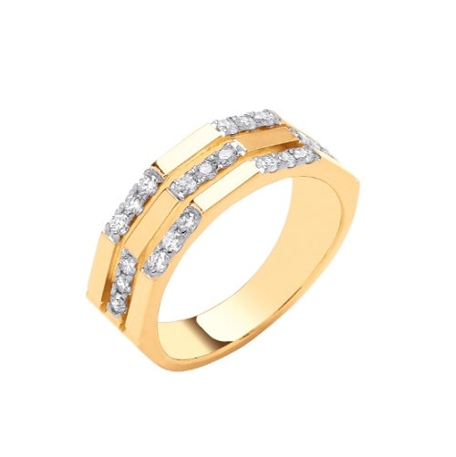 Natural Round Briliant Cut Diamond Designer Gold Ring 