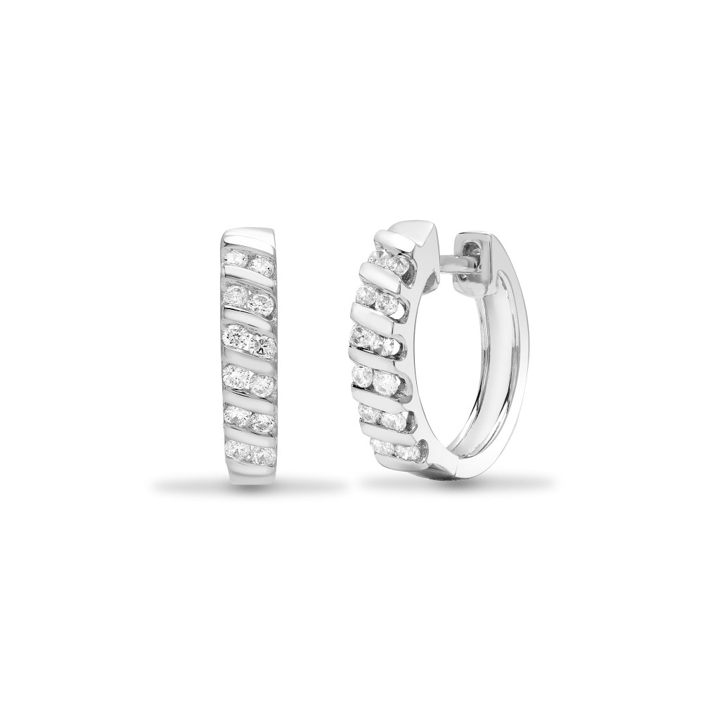 0.25 Carat Natural Round Cut Diamonds Hoop Earrings