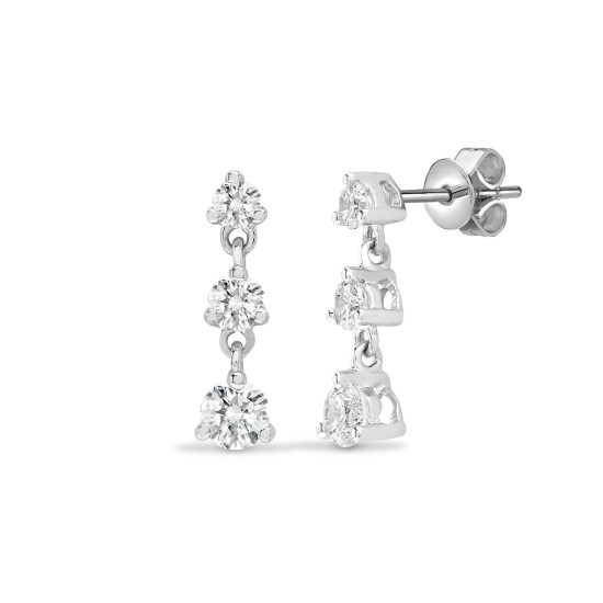 0.50 Carat Natural Round Cut Claw-set Journey Diamonds Earrings