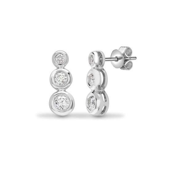0.22 Carat Natural Round Cut Bezel-set Journey Diamonds Earrings