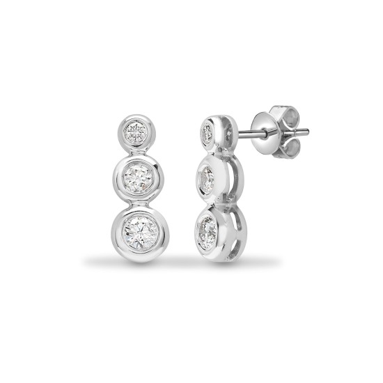 Lynnzi Natural White Gold Bezel Set Journey Diamond Earrings
