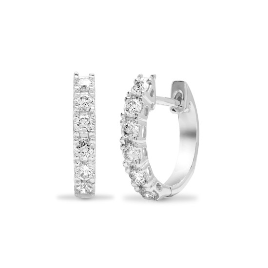 0.63 Carat Natural Round Cut Diamonds Claw-Set Hoop Earrings
