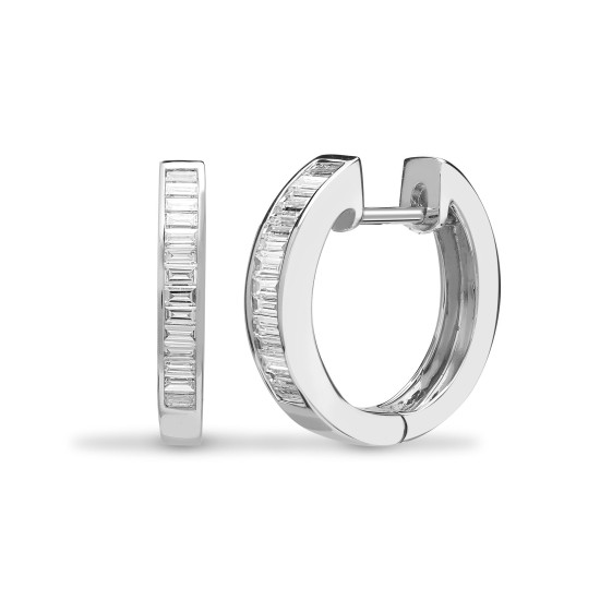 0.65 Carat Natural Baguette Cut Diamonds Channel-set Hoop Earrings