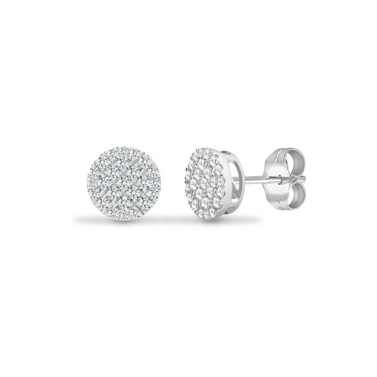 0.50 Carat Natural Round cut Diamond Cluster set Earrings