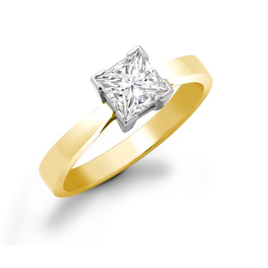 0.25-1.00 Carat Natural Princess Cut Diamond Claw-set Engagement Ring 18k Gold