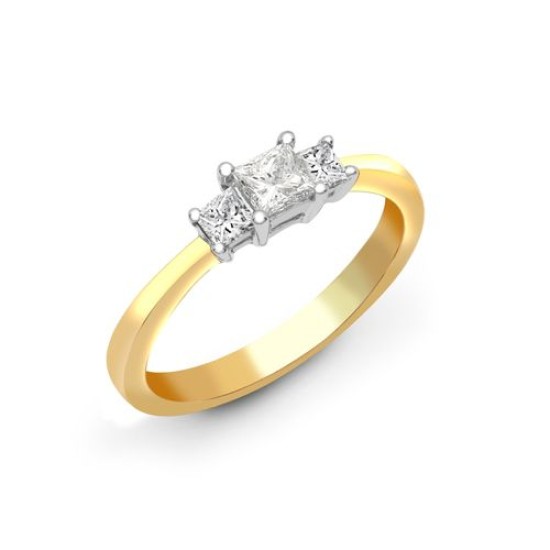 1.00 Carat Natural Princess  Brilliant Cut Diamond Claw-set Trilogy Ring 
