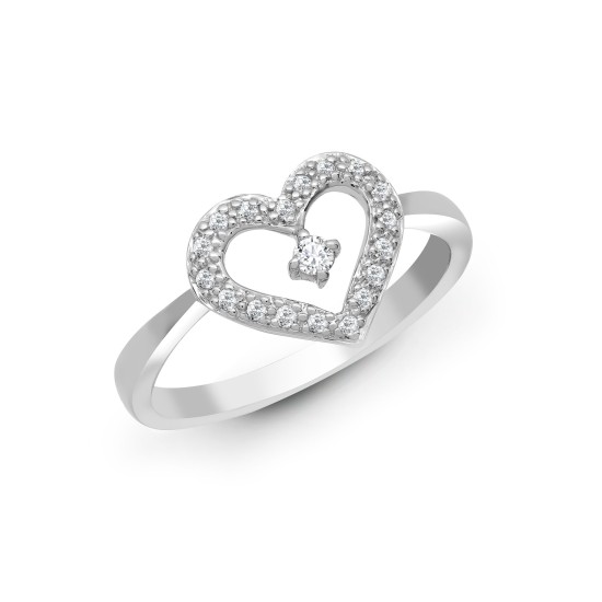 0.25 Carat Natural Round Cut Diamonds Heart Shaped Ring