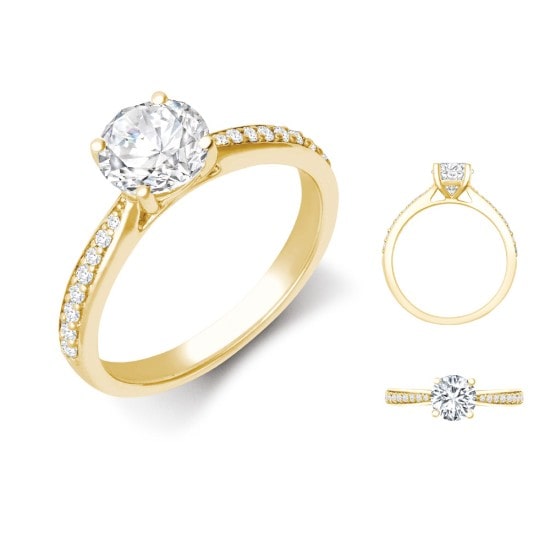 0.25-1.00 Carat Natural Round Cut Diamond Pave-set Engagement Ring 18k Gold