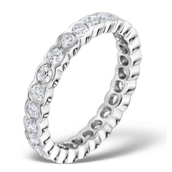 1.15 Carat Natural Round Cut Diamond Bezel-set Full Eternity Ring 18k Gold 