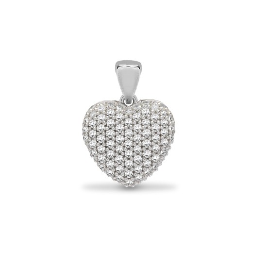 0.25-1.00 Carat Natural Round Cut Diamonds Pave-Set Heart Shape Pendant 