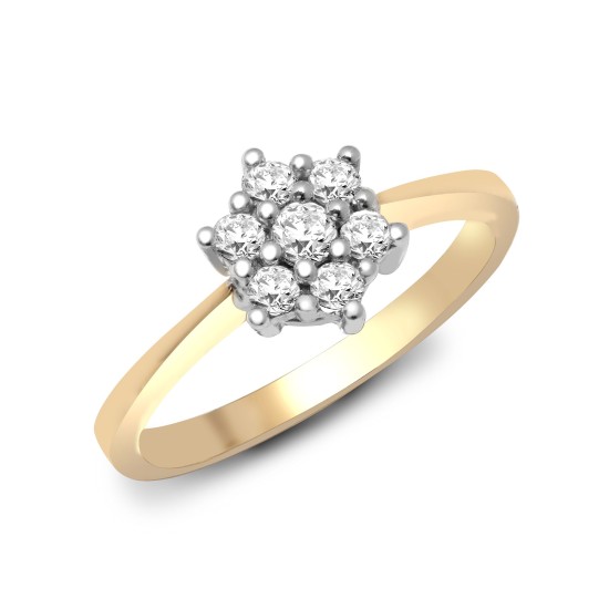 0.33 Carat Natural Round Cut Diamond Claw-Set Cluster Ring
