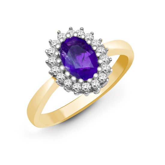 0.5 Ct Amethyst Oval Cut Yvette  Diamond Rings in Silver 925