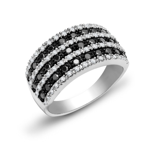 0.83 Carat Round Shaped Black Diamond And Natural Diamond Claw-set Ring