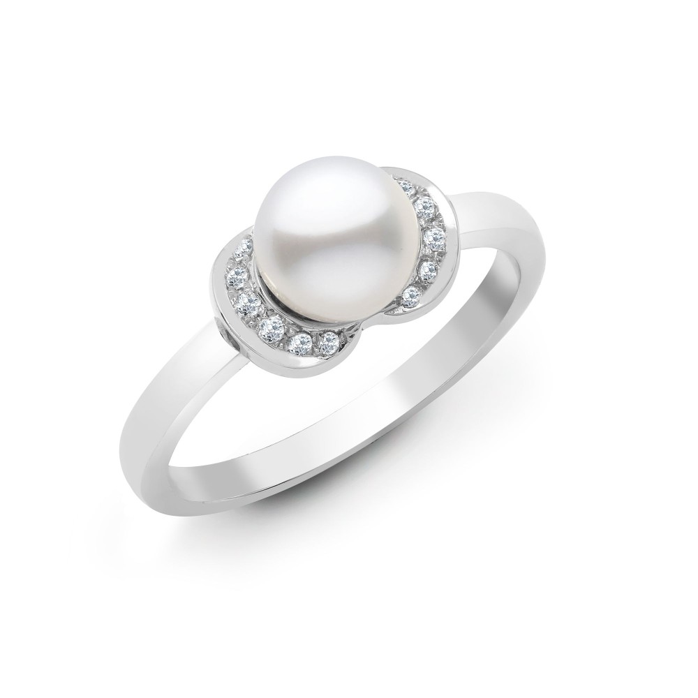 1.00 Carat Pearl with Natural Diamonds Ring