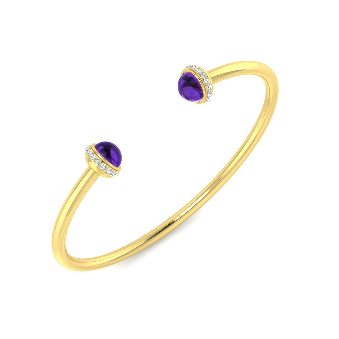 Gemstone Torque Bangle in 9K Yellow Gold