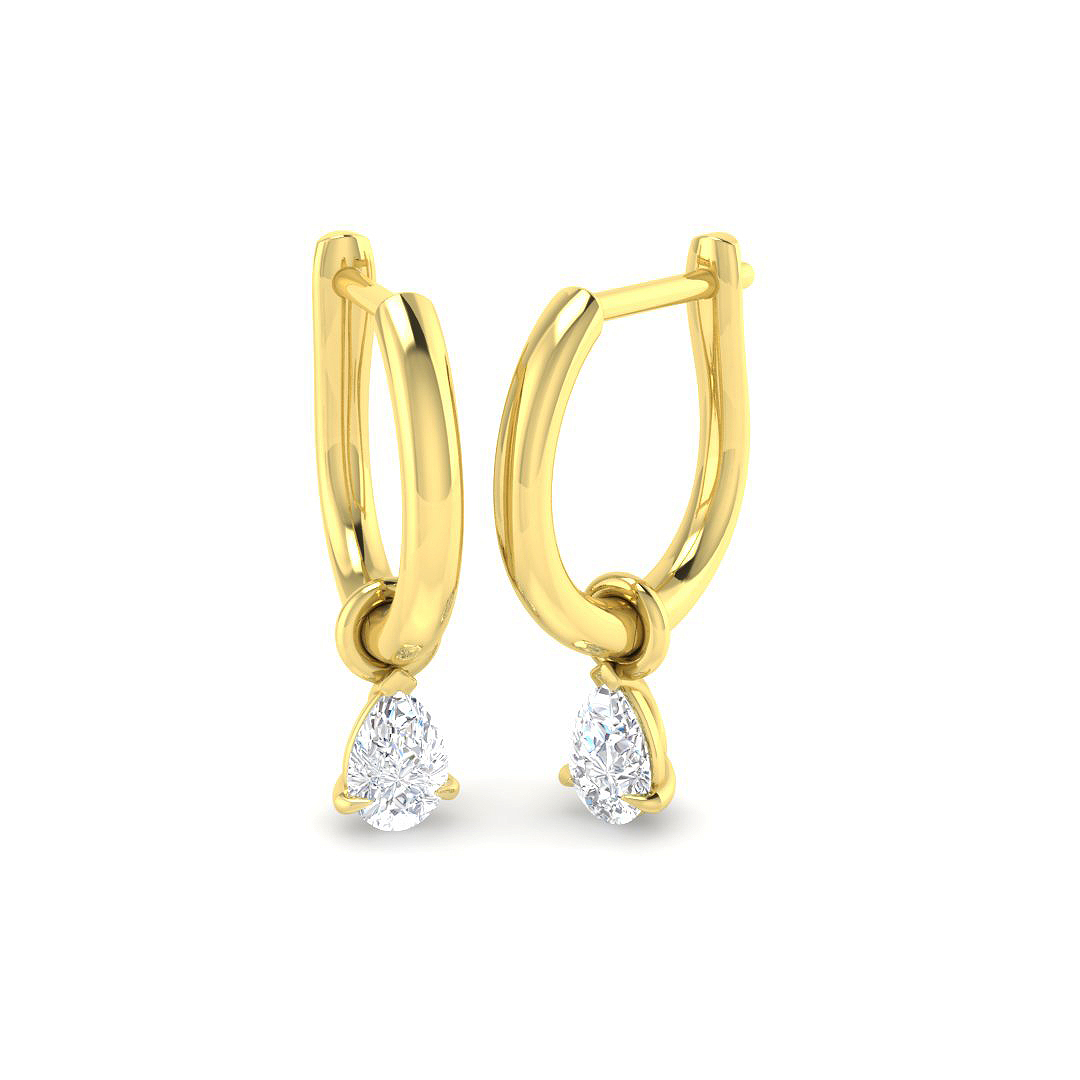 0.37ct Natural Diamond Drop & Trilogy Earrings in 18K Yellow Gold